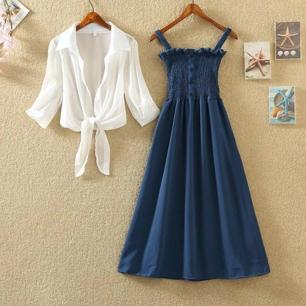Trendy Elegant Women Dresses - Blue, L
