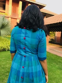 Shades Of Blue Checks Dress - M