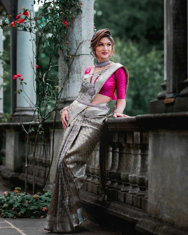 Fancy Jaquard Saree - Free Size