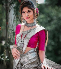 Fancy Jaquard Saree - Free Size