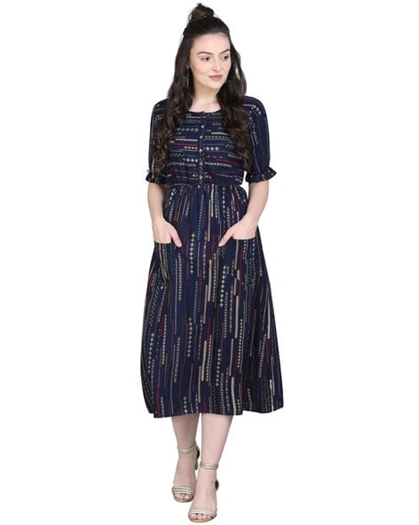 Women's Foil Printed Skater Dress - L