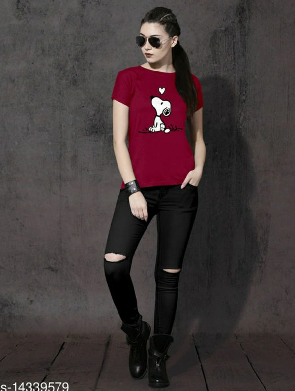 Women's Ravishing T-shirt | Trendy Printed T-shirt  - Claret ,  ,  