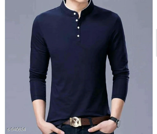 Stylish Cotton Solid T-shirt - Dark Blue, S , M , L , XL , XXL, Free Delivery