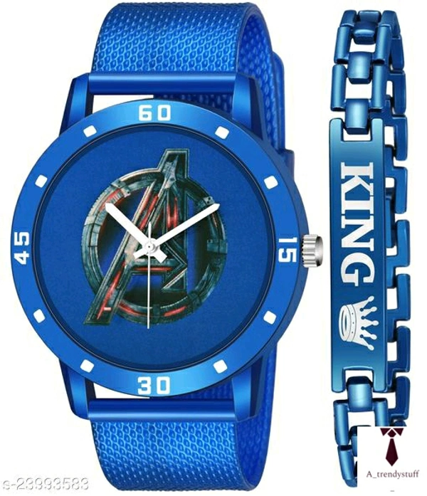 Stylish Analogue Watch For Men | Stylish Design Watch For Men  - Free Delivery, Free Size, Avengers Blue