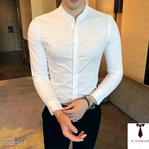 Stand Collar Shirts For Men | Partywear | Business Wear - White, Free Delivery, S , M , L , XL , XXL