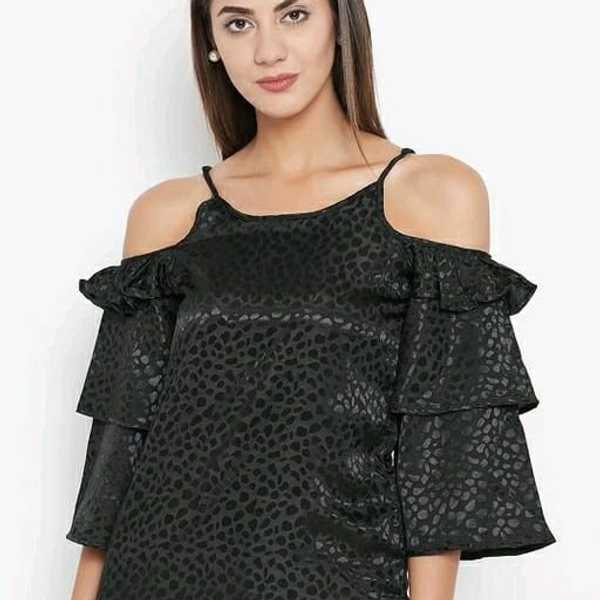Cold Shoulder Ruffel Top | Women's Partywear  - Black, Free Delivery, S , M , L , XL , XXL