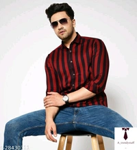 Casual Stripped Shirt For Men | Stripped Shirt For Men - Red, Free Delivery, M , L , XL , XXL