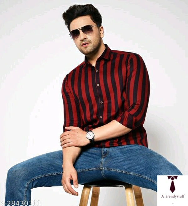 Casual Stripped Shirt For Men | Stripped Shirt For Men - Red, Free Delivery, M , L , XL , XXL