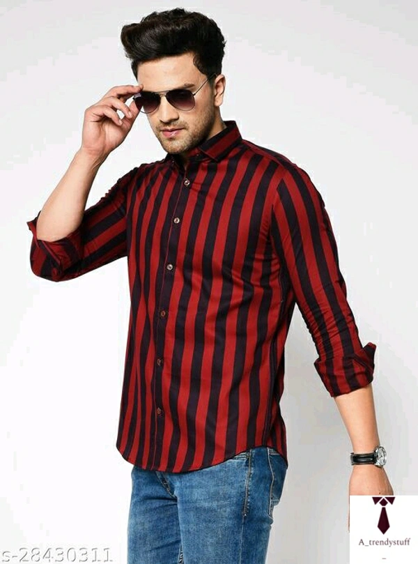 Casual Stripped Shirt For Men | Stripped Shirt For Men - Red, Free Delivery, M , L , XL , XXL