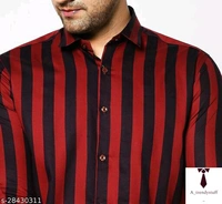 Casual Stripped Shirt For Men | Stripped Shirt For Men - Red, Free Delivery, M , L , XL , XXL