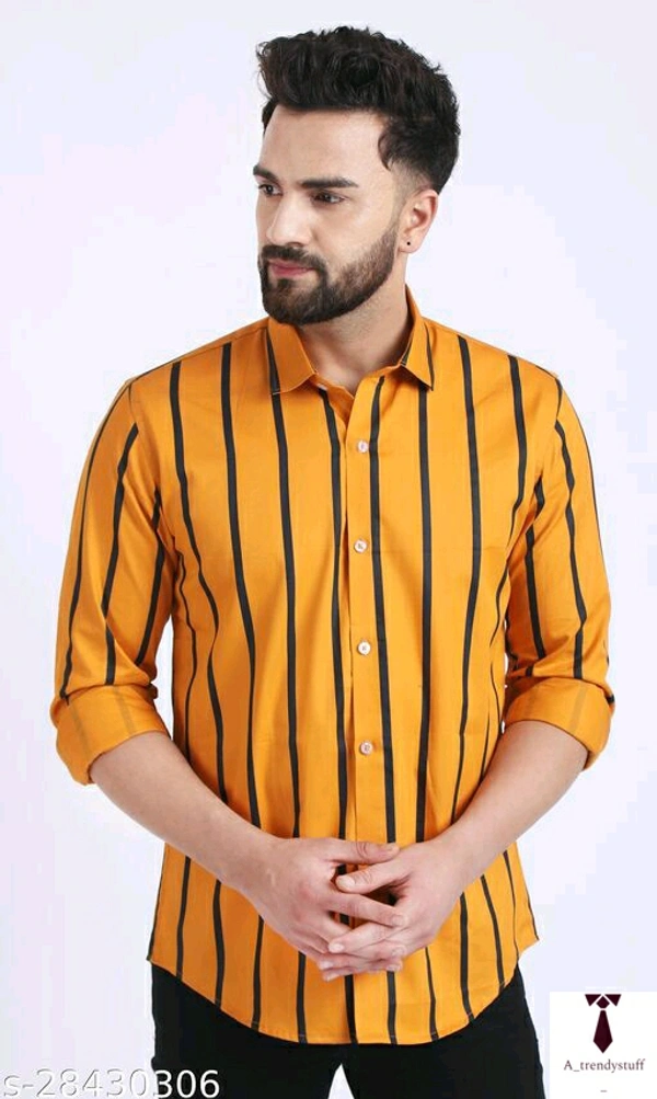 Casual Stripped Shirt For Men | Stripped Shirt For Men - Yellow, Free Delivery, M , L , XL , XXL