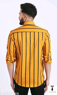 Casual Stripped Shirt For Men | Stripped Shirt For Men - Yellow, Free Delivery, M , L , XL , XXL