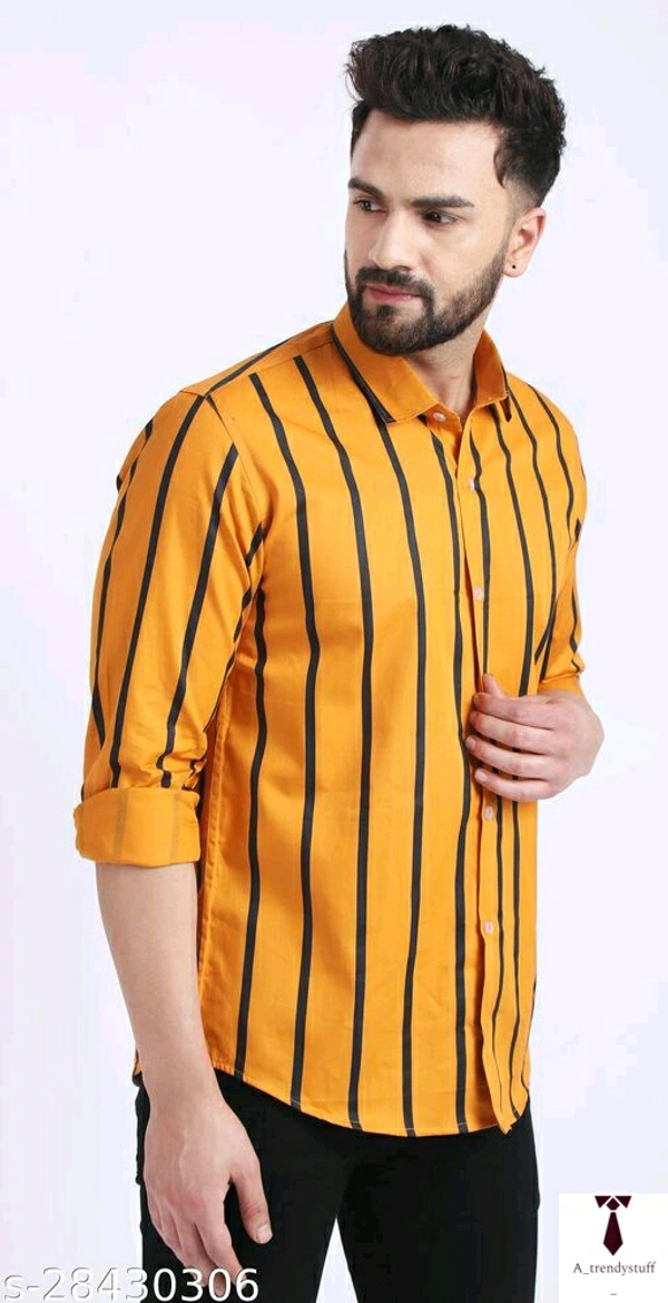 Casual Stripped Shirt For Men | Stripped Shirt For Men - Yellow, Free Delivery, M , L , XL , XXL