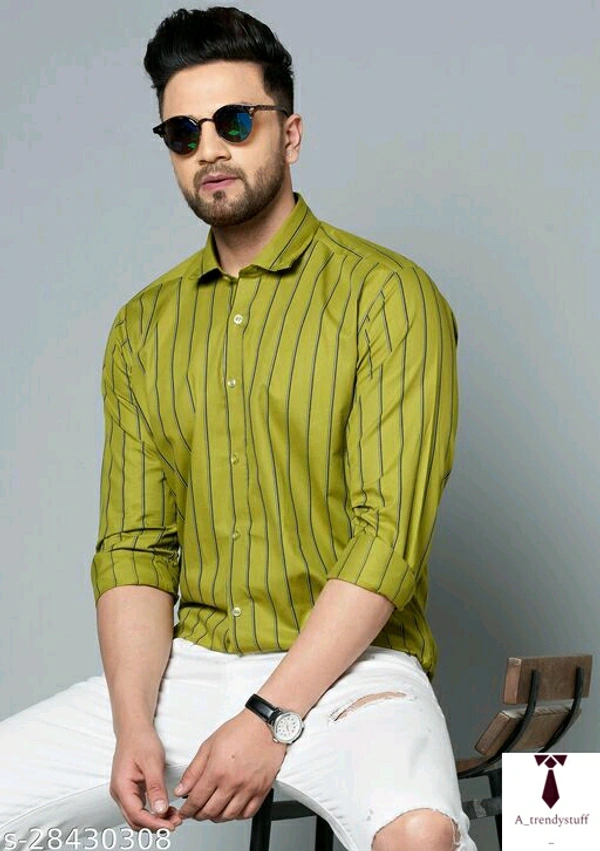 Casual Stripped Shirt For Men | Stripped Shirt For Men - Lime , Free Delivery, M , L , XL , XXL