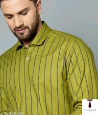 Casual Stripped Shirt For Men | Stripped Shirt For Men - Lime , Free Delivery, M , L , XL , XXL