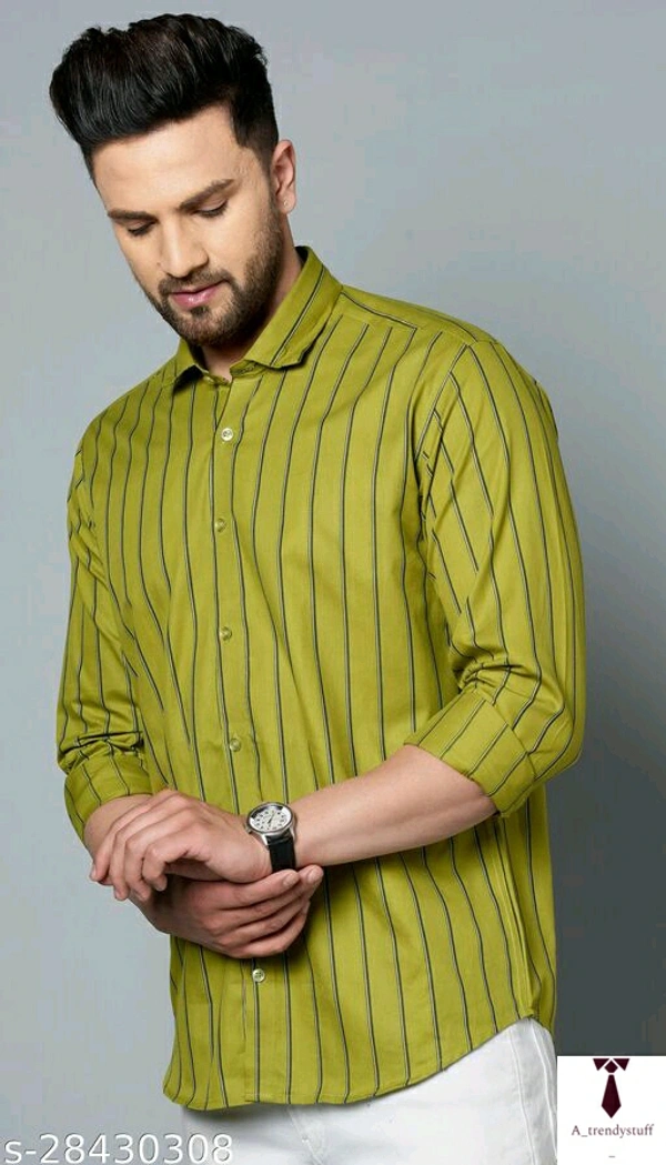 Casual Stripped Shirt For Men | Stripped Shirt For Men - Lime , Free Delivery, M , L , XL , XXL