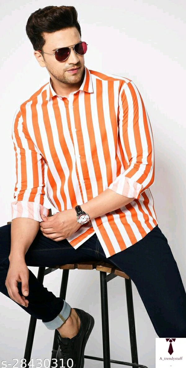 Casual Stripped Shirt For Men | Stripped Shirt For Men - Orange , Free Delivery, M , L , XL , XXL
