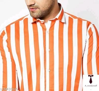 Casual Stripped Shirt For Men | Stripped Shirt For Men - Orange , Free Delivery, M , L , XL , XXL