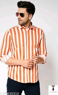 Casual Stripped Shirt For Men | Stripped Shirt For Men - Orange , Free Delivery, M , L , XL , XXL