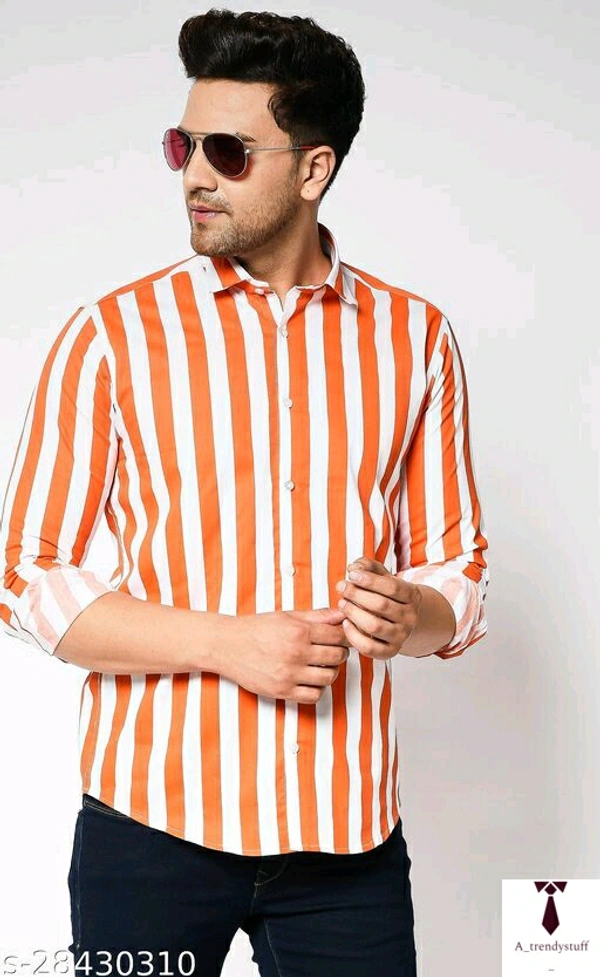 Casual Stripped Shirt For Men | Stripped Shirt For Men - Orange , Free Delivery, M , L , XL , XXL