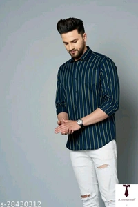 Casual Stripped Shirt For Men | Stripped Shirt For Men - Blue, Free Delivery, M , L , XL , XXL