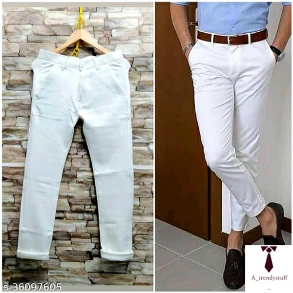 Classic Men Pants | Stylish Arcylic Pants  - White, Free Delivery, S , M , L , XL 