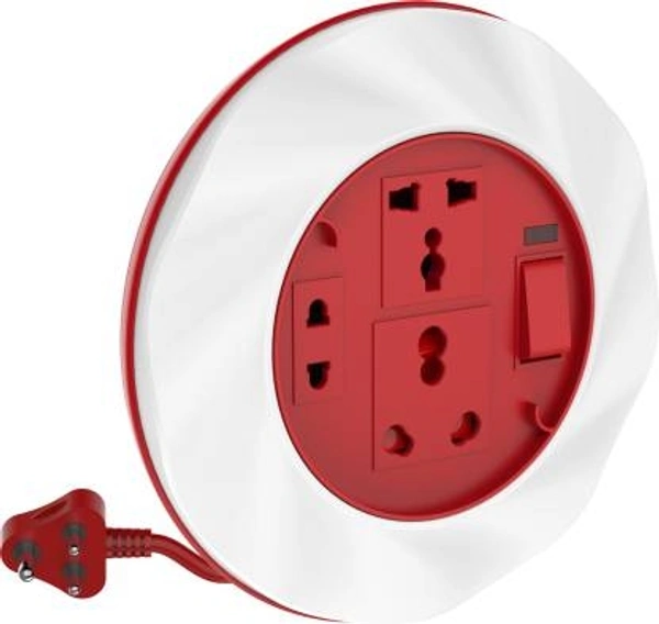 Goldmedal Red And White Plastic Goldmedal Twister Extension Cord, For Home, 2-3 Meter - Red and white
