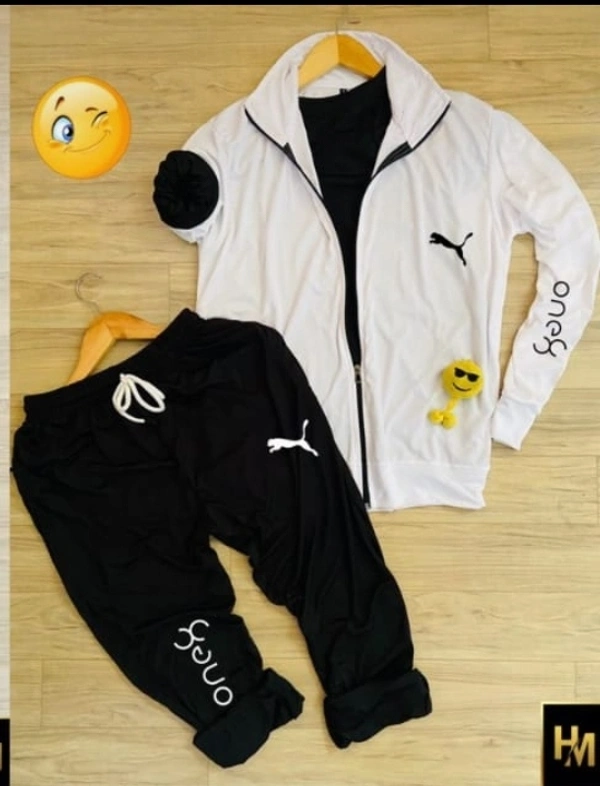 PUMA ONEX  DRYFIT ZIPPER TRACKSUIT  - Balck and White, L