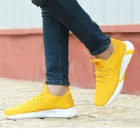 Trendy Men's Canvas Sport Shoes - Yellow, IND-8