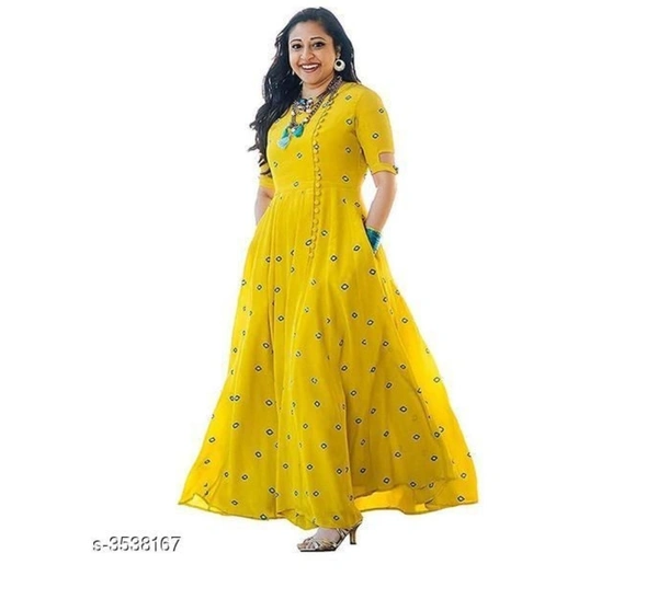Women's Printed White Rayon Kurti - YELLOW, L