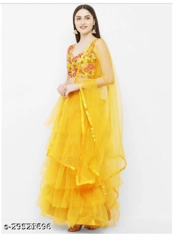 Alisha Ensemble Women Lehenga - yellow, free, Semi stitched