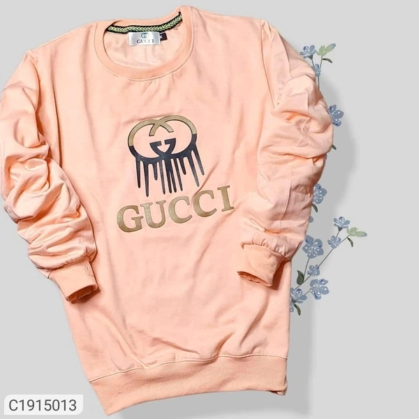 GUCCI Fleece Printed Full Sleeves Regular Fit Sweatshirts - peach, Xxl
