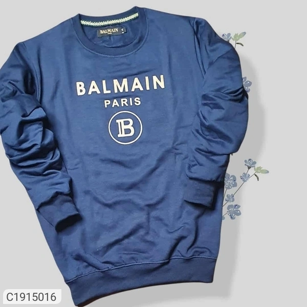 BALMAIN Product Name:* Fleece Printed Full Sleeves Regular Fit - Blue, Xxl
