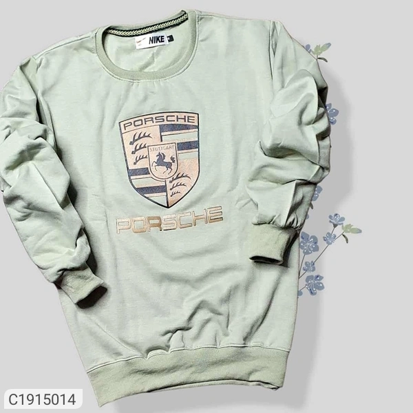 PORSCHE Fleece Printed Full Sleeves Regular Fit Sweatshirts - Light green, Xxl
