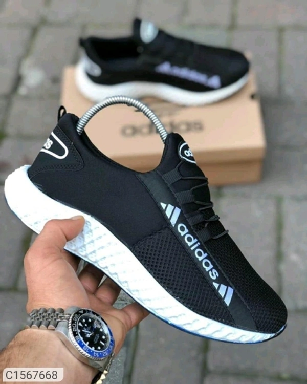 Men's Running Sports Shoes - Black white, 7