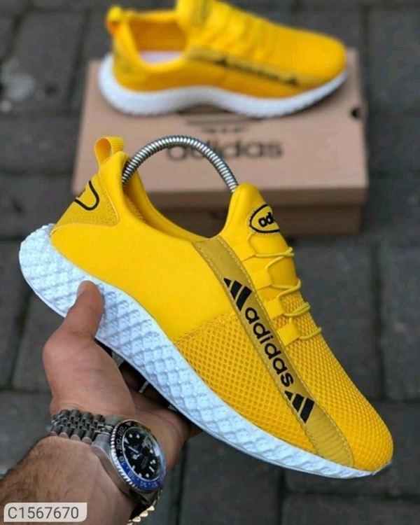 Men's Running Sports Shoes - Yellow white, 6