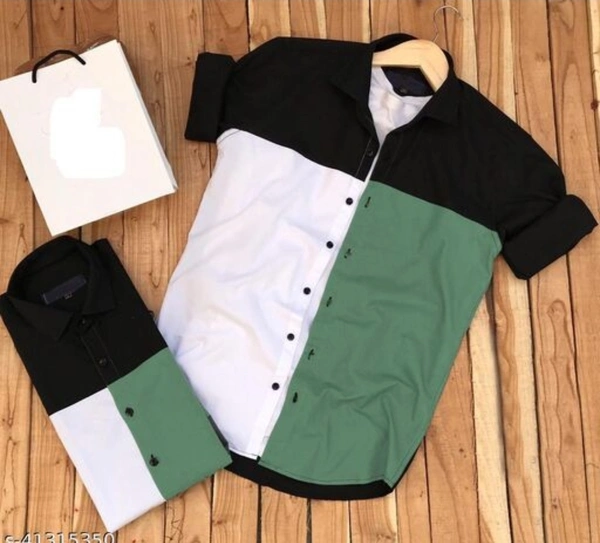 Trendy Modern Men Shirts - M, white or green
