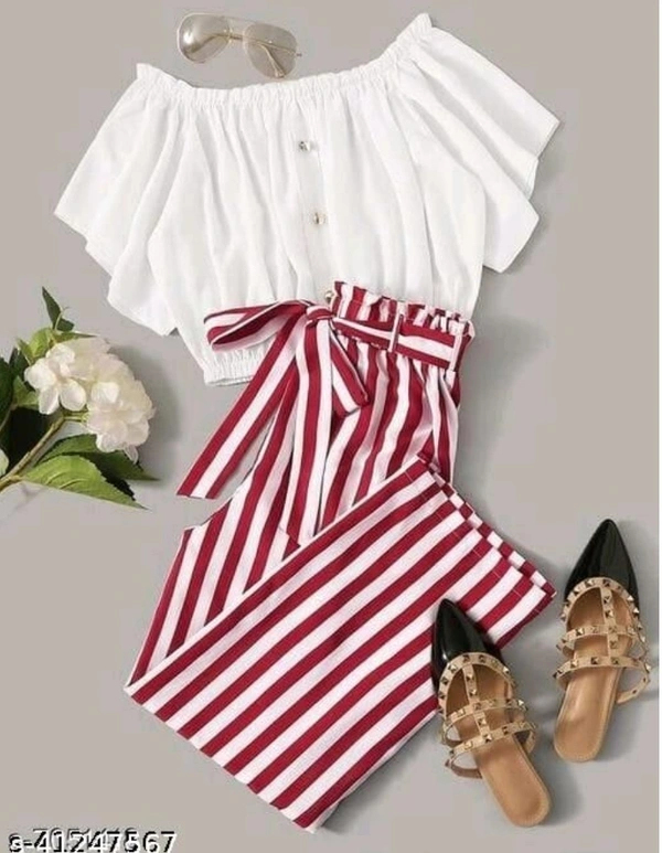 Women Top & Bottom Set - White Black, Delivery Free , 1, Xl