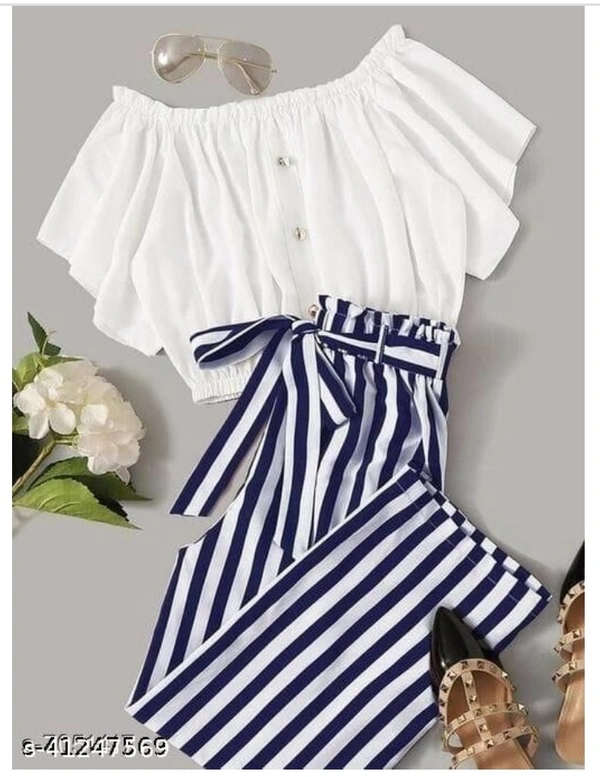 Women Top & Bottom Set - White Black, Delivery Free , 1, Xl
