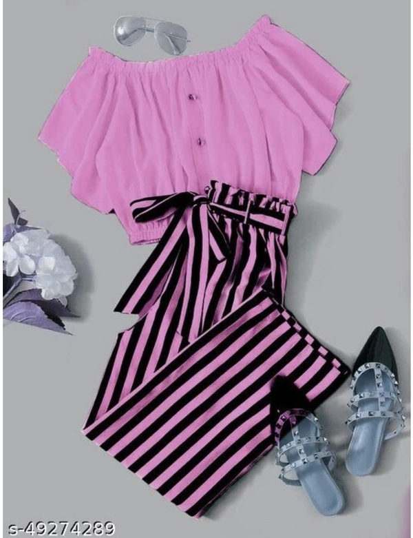 Stylish Modern Women Top & Bottom Sets - pink, 0, Free size
