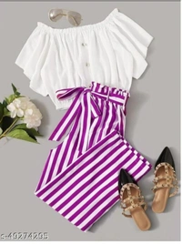 Stylish Modern Women Top & Bottom Sets - pink, 0, Free size