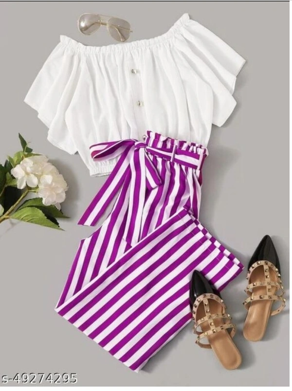 Stylish Modern Women Top & Bottom Sets - pink, 0, Free size
