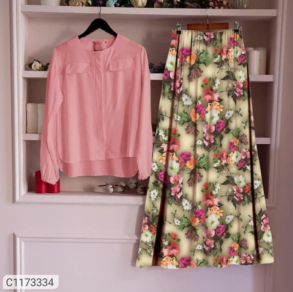 Women's Rayon Top with Skirt Sets - Red Green, Xxl