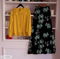 Women's Rayon Top with Skirt Sets - Red Green, Xxl