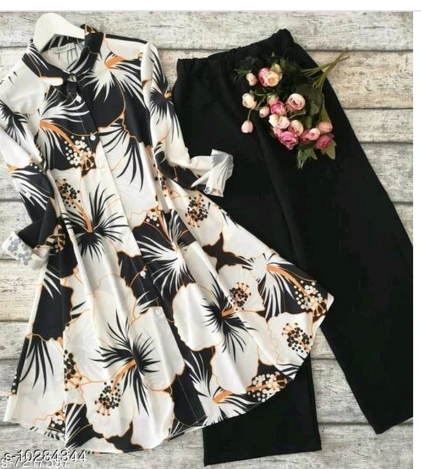 Pretty Ravishing Women Top & Bottom Set - Black white, S