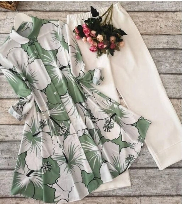 Pretty Ravishing Women Top & Bottom Set - White Green, Xxl