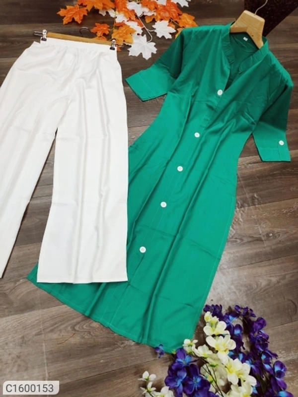 Latest Rayon Solid With Button Kurti Palazzo Sets - Yellow white, L