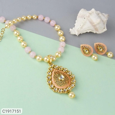  Gold Plated & Stone Necklace Set