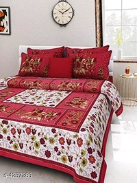 Exclusive Eva Stylish Pure Cotton Double Bedsheets - Green, Queen