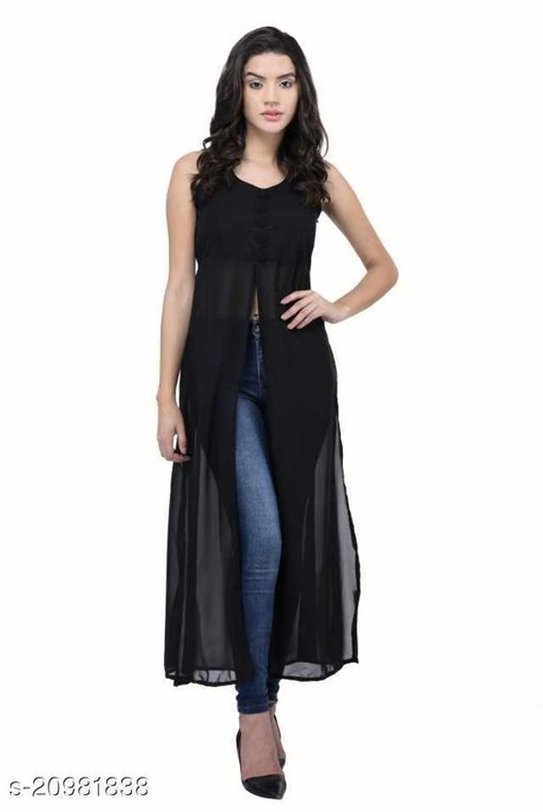 Women's black beautifull flared Georgette dress - Black, S